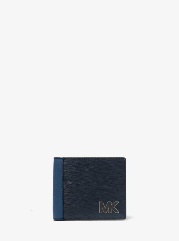 Panske Penazenky Michael Kors Hudson Two-Tone Leather Billfold Námornícka Modrá - Doplnky Michael Kors Vypredaj | ZTOMS-7596